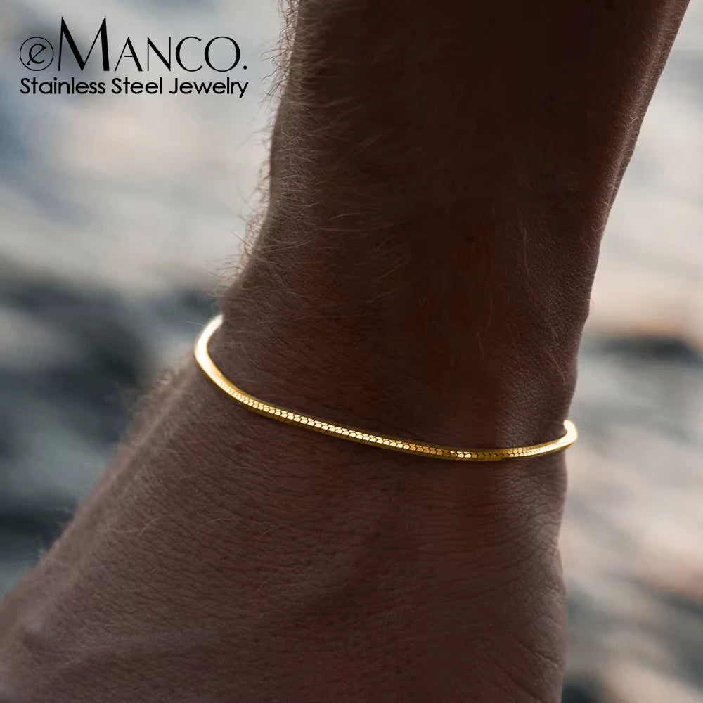 Emanco™ Gold Snake Chain Bracelet – Bold Simplicity for the Modern Man